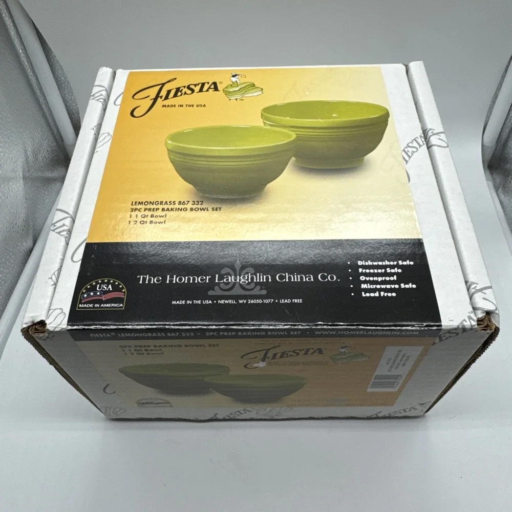 FIESTA 2 PC Lemongrass PREP BAKING BOWL SET - 1ST - NIB